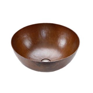 Premier Copper Products Small Round Hammered Copper Vessel Sink in Oil