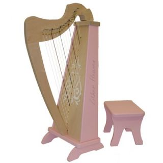 Zither Heaven Fifteen String Maple / Pink Harp with Bench   HRP15 MP