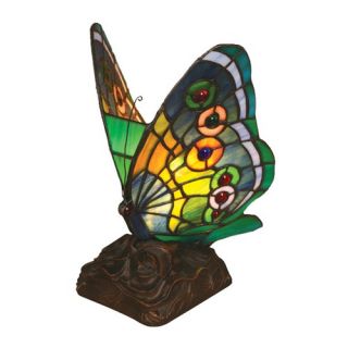 Tiffany Style Butterfly Accent Table Lamp with Thirteen Cabochons