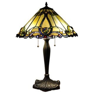 Tiffany Style Victorian Table Lamp with Amber Shade