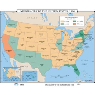 Universal Map U.S. History Wall Maps   Immigrants to the U.S. 1990