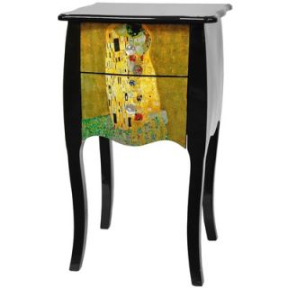 Oriental Furniture Klimt The Kiss 2 Drawer Cabinet in Black Lacquer