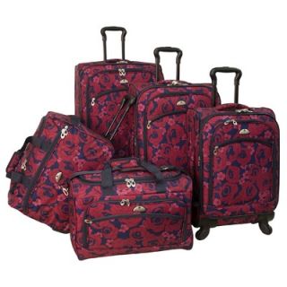 American Flyer Red Rose 5 Piece Spinner Luggage Set   88800 5 RED