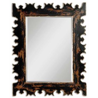 Uttermost Caissa Beveled Mirror in Distressed Antique Black