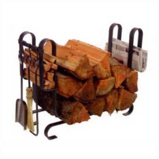 Enclume Large Modern 3 Piece Steel Fireplace Tool Set with Log Rack