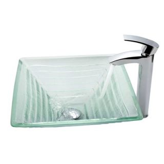 Kraus Alexandrite Clear Glass Vessel Sink and Visio Bathroom Faucet in