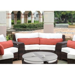 South Sea Rattan Saint Tropez Wicker Curved Loveseat with Cushions