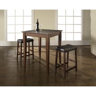 Crosley Three Piece Pub Dining Set with Cabriole Leg Table and Saddle