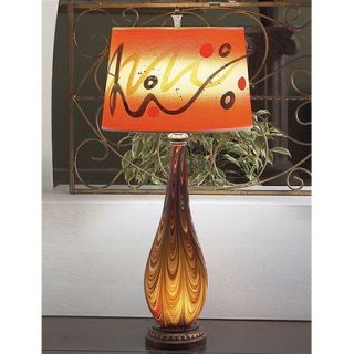 Lite Source Art Glass Table Lamp in Orange and Gold with Built In