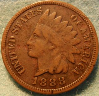 1888 Indian Head Bronze Great Details Some Liberty