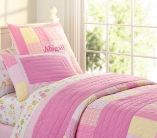 Pottery Barn Kids Hayden Pink Twin Quilt Sham Sheet New Houses Trees