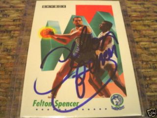Felton Spencer Signed 91 92 Skybox Timberwolves COA