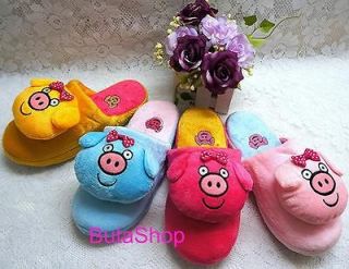 NEW Women Girls Pig/Piggy Soft Warm Fur Furry Slippers Shoes 3 Colors