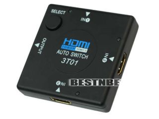 3x1 Port Auto HDMI Splitter Video Audio Switcher Switch