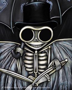 Sticker Top Hat Skeleton Art Gothic Day of The Dead