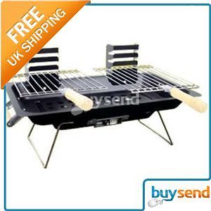 Steel Hibachi Double Portable Camping Charcoal Barbecue Grill Black