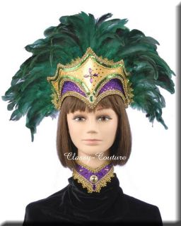 Vegas Mardi Gras Showgirl Feather Headdress Headpiece