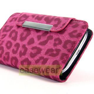 Pink Leopard Flip Pouch Wallet Hard Cover Case for Samsung Galaxy s 3