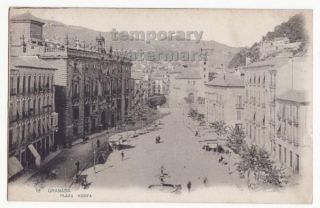 Spain Granada Plaza Nueva Birds Eye 1900s Antique Postcard Street View