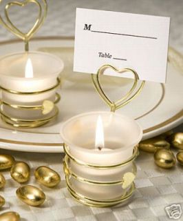 72 Gold Heart Candle Place Card Holder Wedding Favors