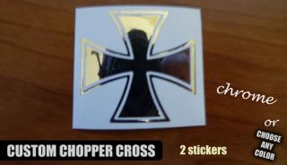 2X Chrome Cross Chopper Harley Davidson Sticker Decal