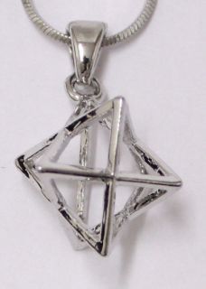  3d Star Of David Magen Necklace Kabbalah Silver Tone Merkabah Gift
