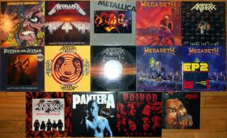 Heavy Metal, Thrash, 14 Vinyl LP Lot + Promo Flat, Metallica, Megadeth