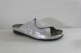 New Helle Comfort Womens Tamra White Silver Shoe Sandal Slide Size 11