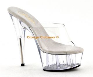 PLEASER Delight 601 Clear Slide Ins Stripper High Heels