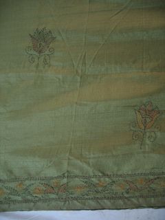 Dark Henna Art Silk Needle Work Antique Sari Saree Disc