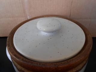 McCoy Off White Brown Bean Pot 1421 Covered Casserole Dish