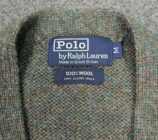 Vtg Polo Ralph Lauren Fair Isle Wool Knit Button Front Cardigan
