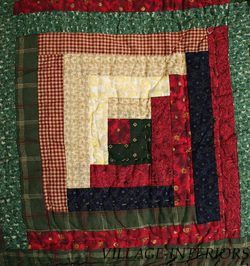 Lodge Log Cabin Green Americana 100 Cotton Quilt Throw Wall Hanging