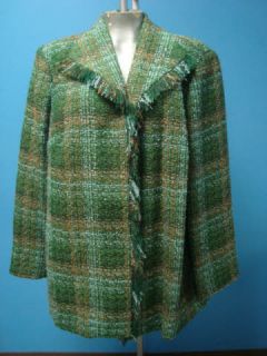 Harve Bernard Plus Green Plaid Women Coat Jacket Sz 18W