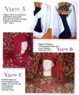  Medieval or Gothic Period Hats Sewing Pattern by Lynn Mcmasters