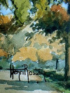 Watercolor Painting Framed Henri Rostain Loire Autumn
