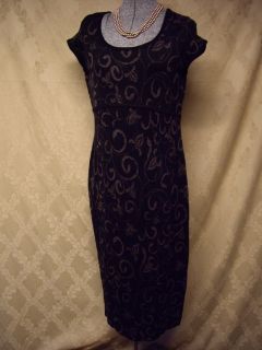 Peruvian Connection Knit Sweater Dress Pima Elegant L Taupe on Black
