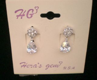 New Heras Gems Pear Shape Rhinestone Drop Earrings