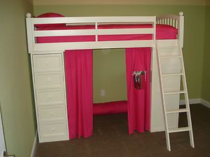  White Loft Bed with Desk