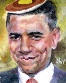 Painting Obama Pancake Mug Portrait Picture Kitchen Kitsch Art Artwork