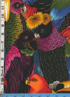 Fabric Henry Birds of A Feather Exotic Tropical Birds Parrot Cockatoo