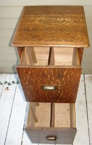 antique tigar oak record cabinet signed herzog nr