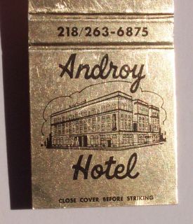 1980s Matchbook Androy Hotel Crystal Lounge Hibbing MN