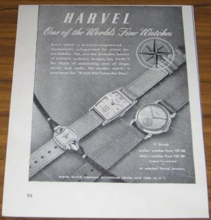 1946 Ad Harvel Wrist Watches Harvel Watch Co New York