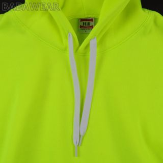 Hill Sports High Visibility Neon Green Plain Pullover Hoodie Safety