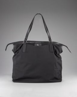 Burberry Packable Nylon Tote, Black   