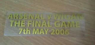 Arsenal Highbury Home Shirt Last Match Details vs Wigan 2006