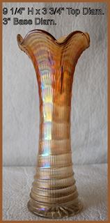 Imperial Carnival Glass Marigold Ripple Pattern Trunk 9 1 4 Inches