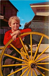 PA Lancaster Pennsylvania Amish Boy Resting on Wheel Dexter No 49174 C