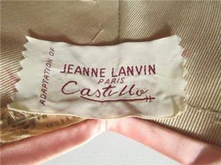 Vintage Pink Satin Turban Jeanne Lanvin Paris Castillo